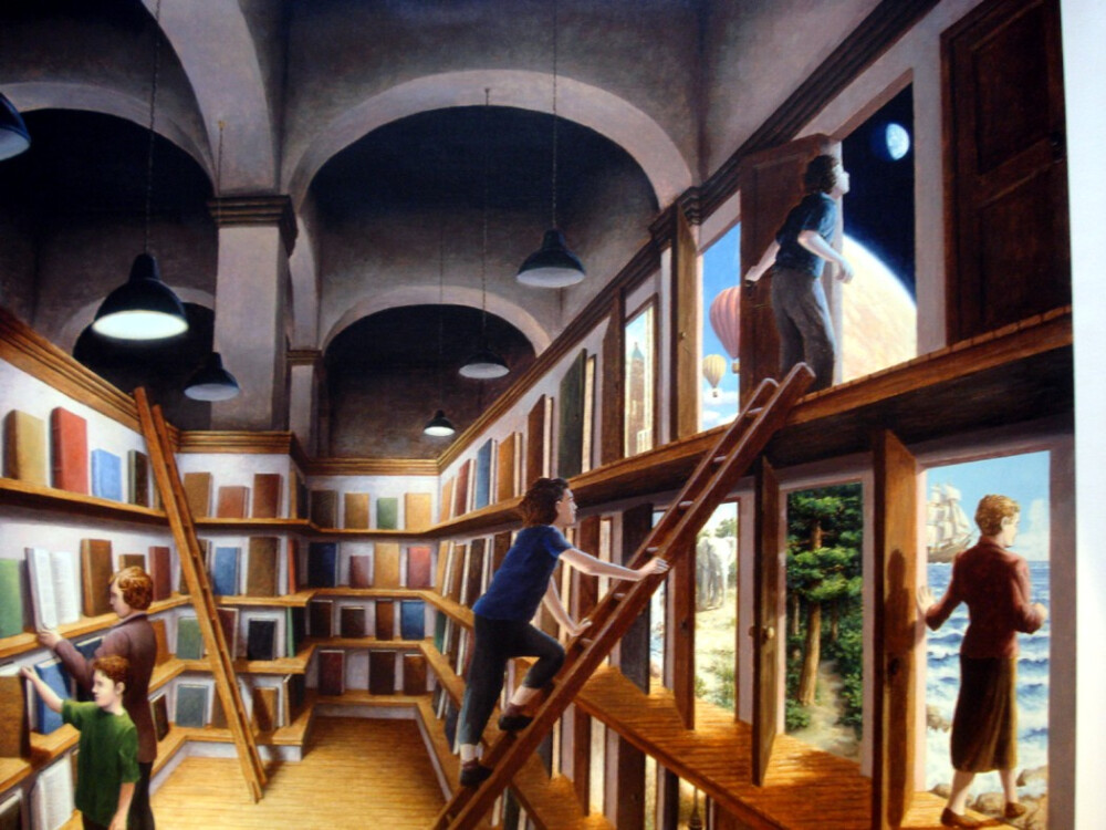 Rob Gonsalves 国外超现实主义画家 The library