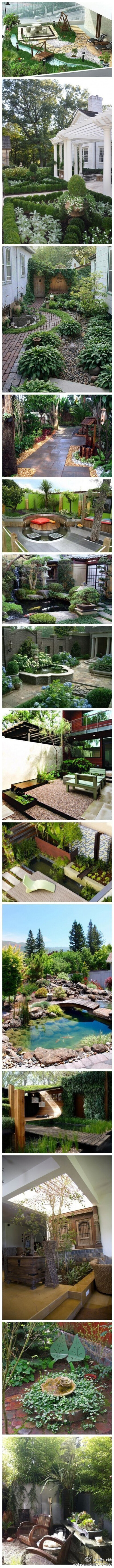 超漂亮庭院设计，绿色的小迷宫、鹅卵石小径、小池塘、喷泉、茂盛的盆栽和缤纷的鲜花