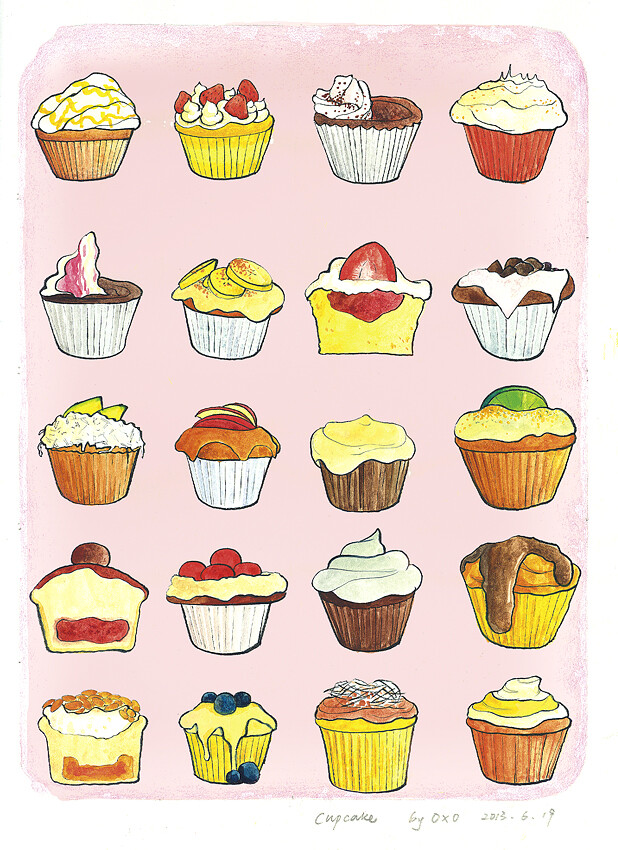 cupcake watercolor