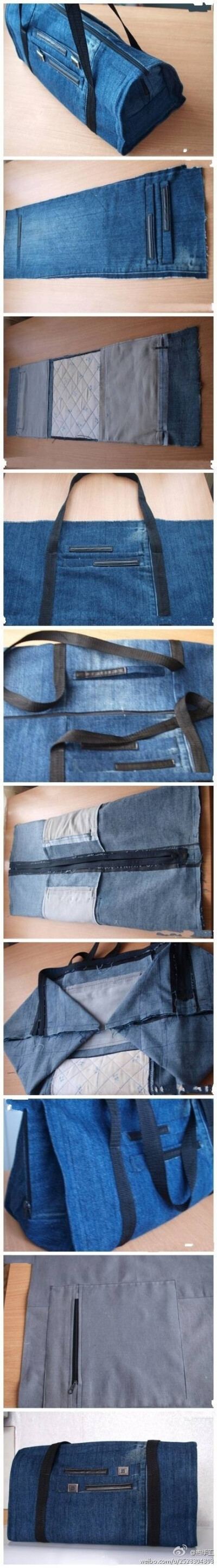牛仔裤改造手提袋，效果太赞了！