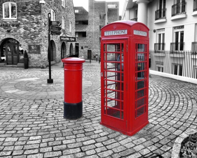 伦敦街头.红色电话亭