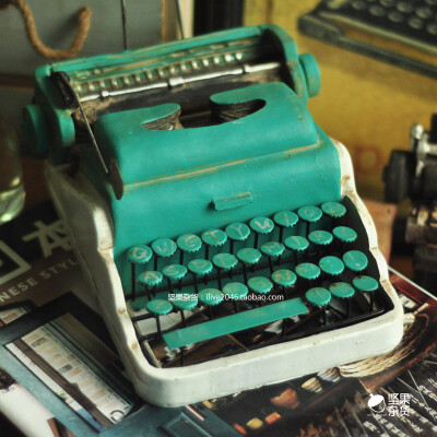 zakka杂货纯手工田园风格复古树脂打字机模型摆件家居书吧装饰