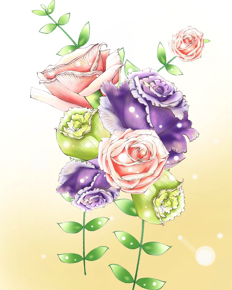 花束 pink ; purple ; green ; rose ; flower ; leaf ; spring ; light