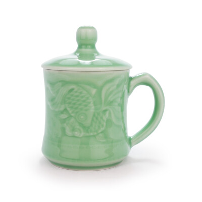 翠青坊龙泉青瓷陶瓷茶具办公室杯子创意水杯雅致金鱼泡茶杯