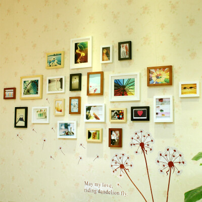 框宜家时尚实木照片墙相框墙相片墙组合创意送种模板送无痕胶