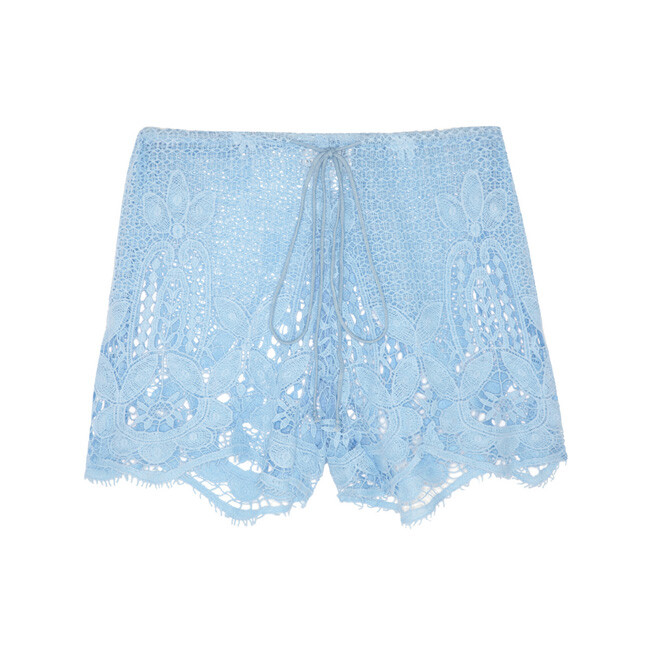 这条短裤实在是太美了，蕾丝和镂空的搭配，轻盈感剧增。 Miguelina Jaya crocheted cotton-lace shorts, $188