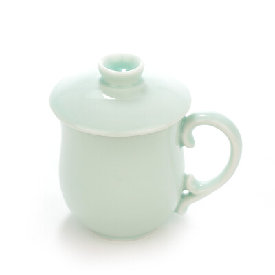 翠青坊龙泉青瓷办公杯陶瓷带盖茶杯创意水杯精致办公杯