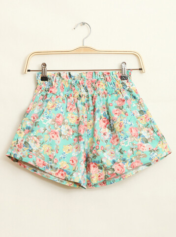 日系印花松紧短裤（色入）