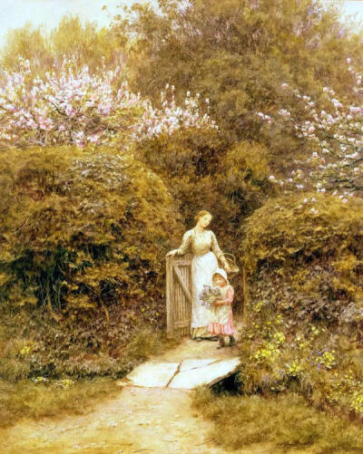 【水彩画】英国Helen Allingham《乡村岁月》