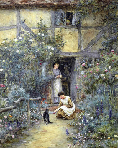 【水彩画】英国Helen Allingham《乡村岁月》