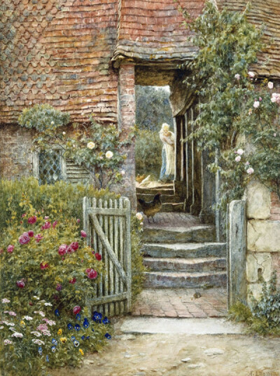 【水彩画】英国Helen Allingham《乡村岁月》