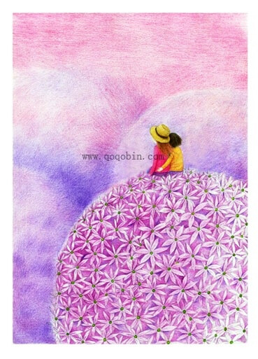 彼岸花。手绘，插画。