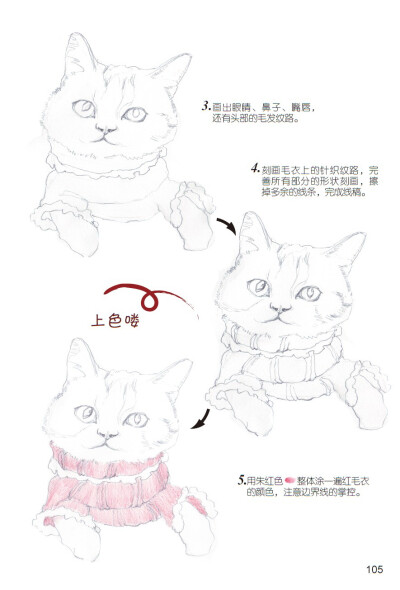 《爱绘生活：猫咪的萌宠手绘集合》——穿红毛衣的猫2