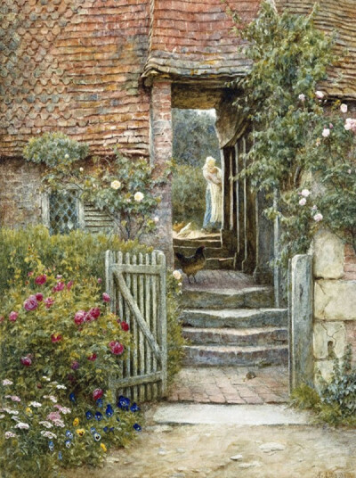 【水彩画】英国Helen Allingham《乡村岁月》1