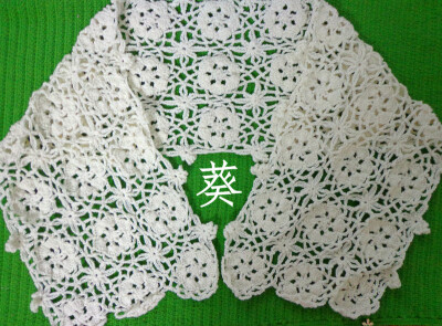 【白色山茶花】钩花披肩