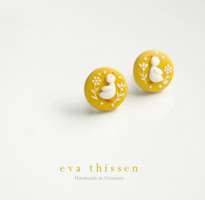 Cute ducking handmade polymer clay earstuds（From Eva Thissen）——Sasy敬上