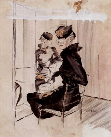 《头戴苏珊-塔尔博特羽饰丝绒帽的女士》