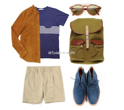 秋. 驼色衬衫:united arrows , 背包:asos , 鞋子:walk-over , tee:hangloose , 眼镜:80s purple