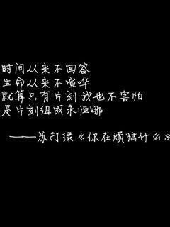 时间从来不回答，生命从来不喧哗，就算只有片刻我也不害怕，是片刻组成永恒啊