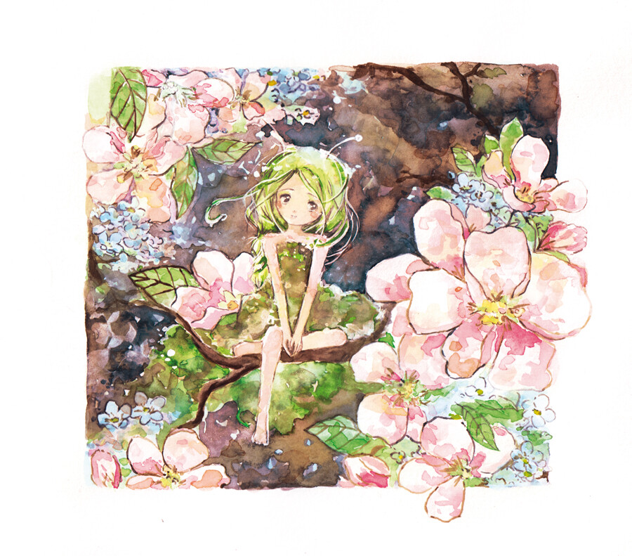 森系少女 手绘 插画 水粉画 萌系 可爱 壁纸 ⋈ 麽麽 ⋈……………………………治愈系