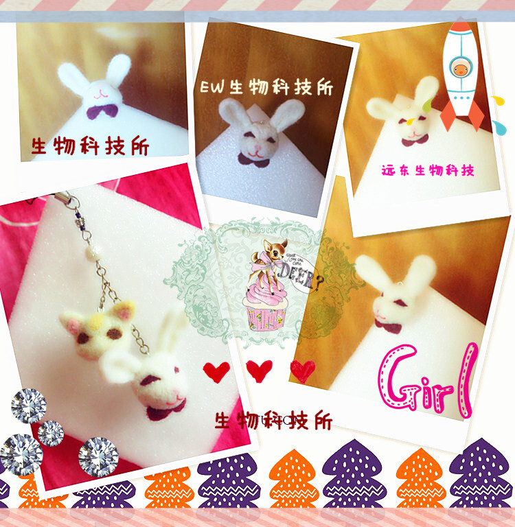 【生物】毛毡 戳戳乐 可爱猫兔手机挂俩 全球限量哈哈哈Mr.rabbit &amp; Ms.cat http://panda-job.taobao.com/