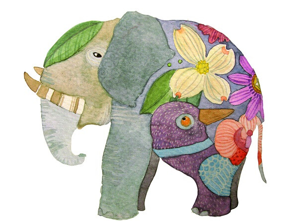 水彩象
