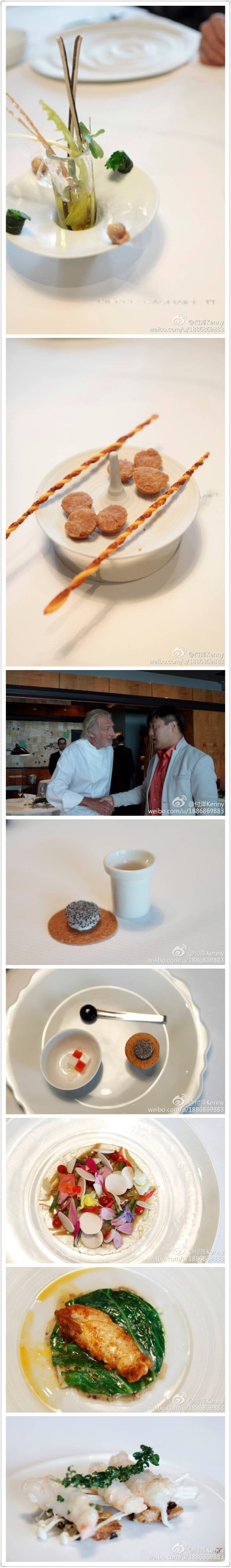 巴黎寻找@米其林指南 餐厅探索美食#第二天。米其林三星大厨Pierre Gagnaire，当代法国大厨界离经叛道的精神领袖，法国新式烹饪党的“党代表”，创意独具匠心，打破规则与界限，用一种完全意想不到的方式整合各种罕见香草，印度香料，日本食材等@巴黎吃货 我在这里:http://t.cn/z8V4Kch