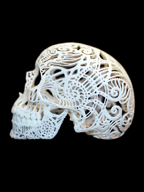 3D立体镂空微雕 skull