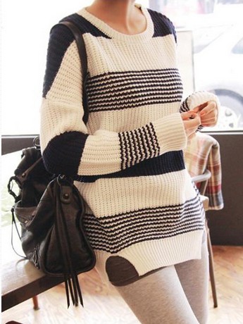新款女装条纹圆领毛衣 ￥98 http://t.cn/z8dz5uV
