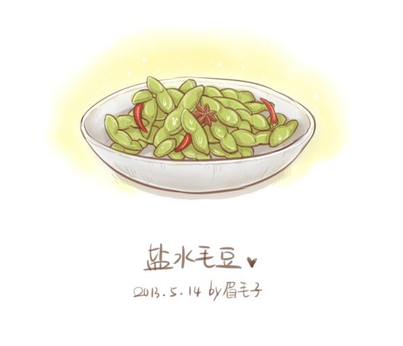 盐水毛豆 原出处：http://ooloewe.lofter.com/ 作者：眉毛子美食笔记