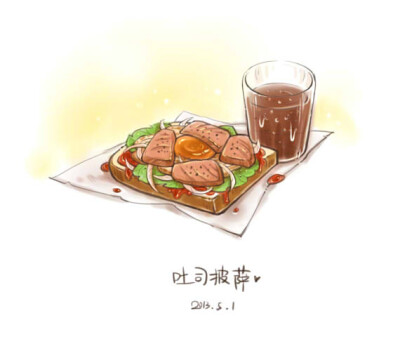 吐司批萨 原出处：http://ooloewe.lofter.com/ 作者：眉毛子美食笔记