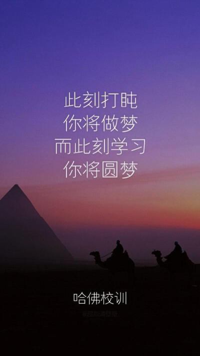 This moment will nap, you will have a dream; but this moment study, you will interpret a dream. 此刻打盹，你将做梦；而此刻学习，你将圆梦。