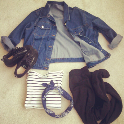 oversize jacket+leggings+strip shirt