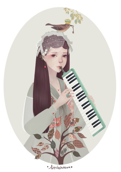 我喜欢画这种色调的女生，很唯美