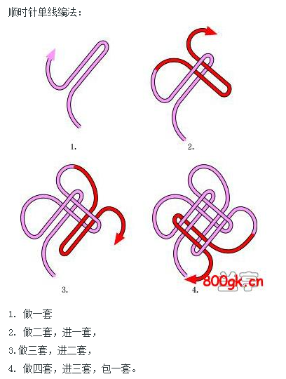 中国结——酢浆草结顺时针单线编法