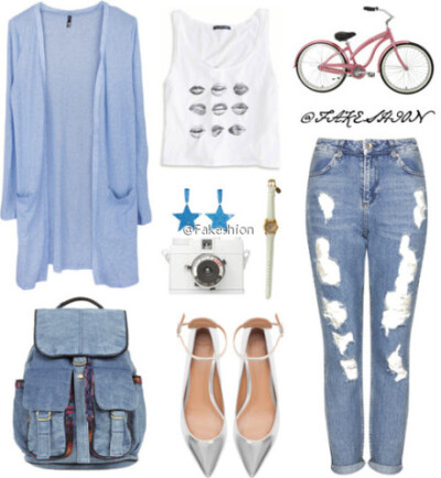 △Cardigan: ▲Tank Top: American Eagle △Jeans: Topshop ▲Backpack: Topshop △Flats: Zara