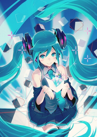 「二次元 少女」初音未来 插画 原创 手绘 萌系少女