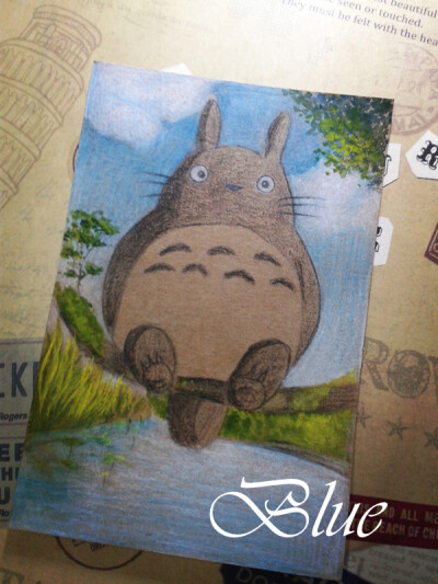 宫崎骏、龙猫、手绘明信片