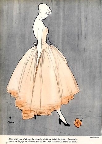 Christian Dior （迪奥）晚礼服-法国插画大师Rene Gruau, 1948年