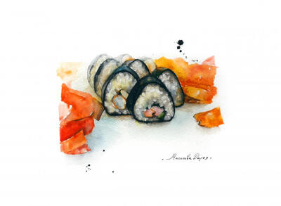 maliko vadarya的水彩画集——包含两个专辑《watercolor food》&amp;《city landscapes》水彩美食和城市风景，共收录93张图片。（画家主页：http://malikovadarya.com/portfolio）