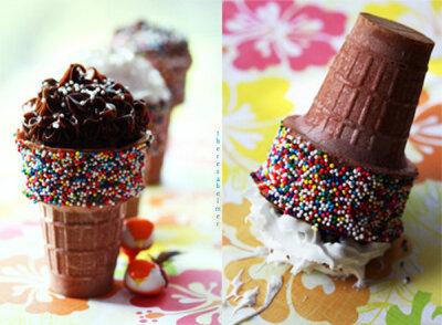 Chocolate Sprinkle Ice Cream Cupcakes