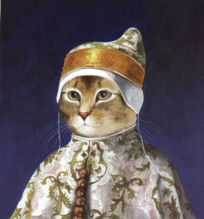 总督彼得洛肖像。搞笑的中世纪猫——英国Susan Herbert作品。