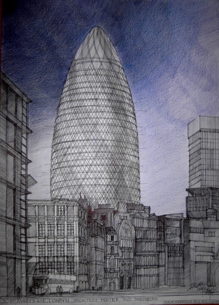 波兰艺术家Maja Wrońska建筑水彩画集——震撼印象的城市美学。 共收录103张图片，其中包括：水彩78张，线稿23张，上色教程2张。