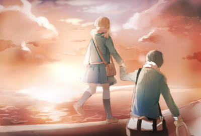 帰り道 p站 二次元 风景 黄昏 浪漫