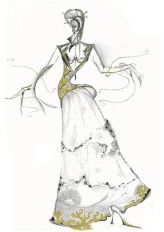 彼岸花。手绘，时装。