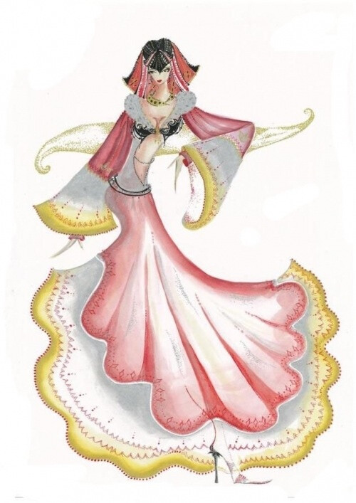 彼岸花。手绘，时装。