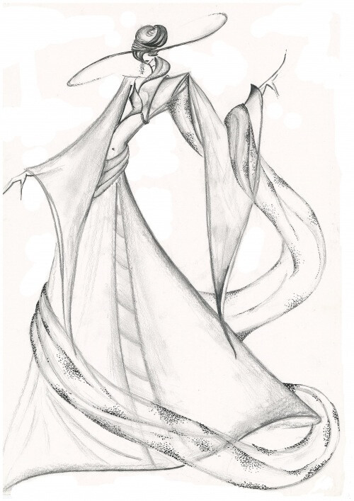 彼岸花。手绘，时装。