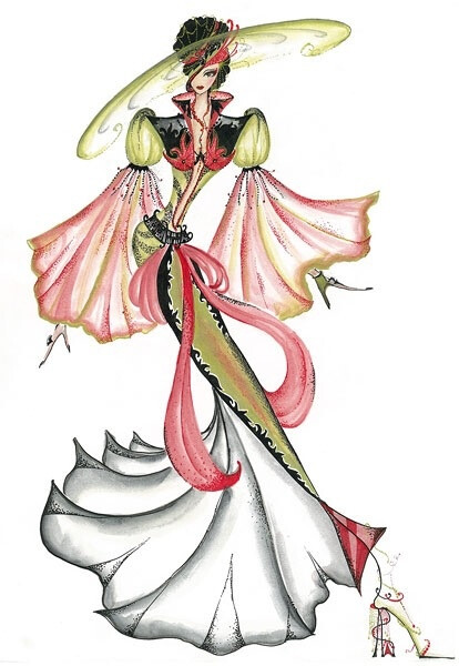 彼岸花。手绘，时装。