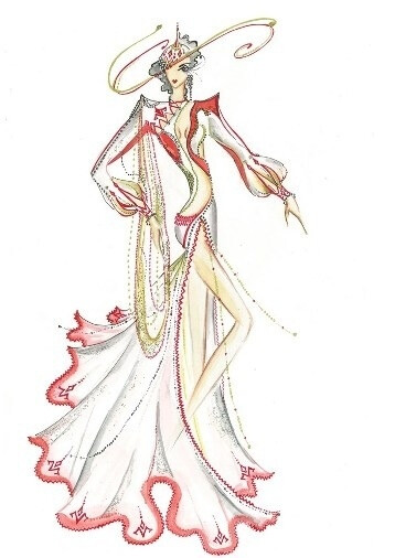 彼岸花。手绘，时装。