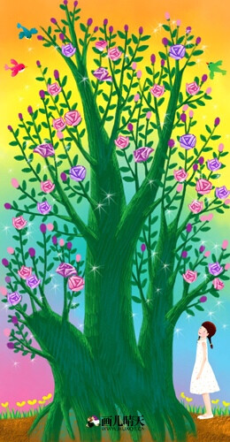 彼岸花。手绘，儿童插画。